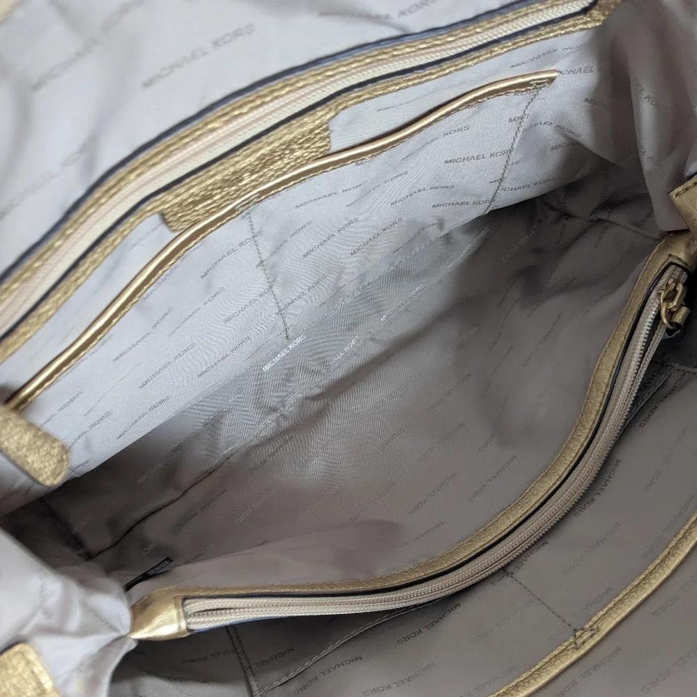 Michael Kors Rilley Gold Leather Convertible Bag